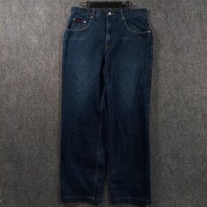 Vintage VIBES Jeans Mens 36x34 Blue Dark Wash Relaxed Straight Baggy Y2K Skater